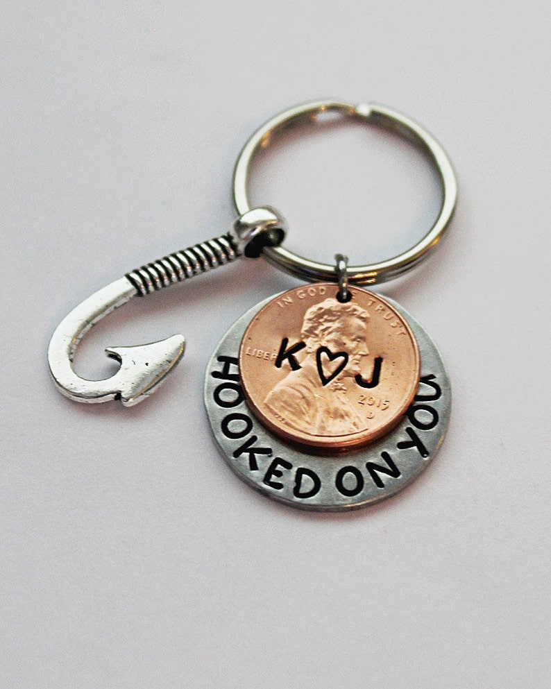 HOOKED ON YOU Keychain. Personalized With Hook Charm. Still Etsy