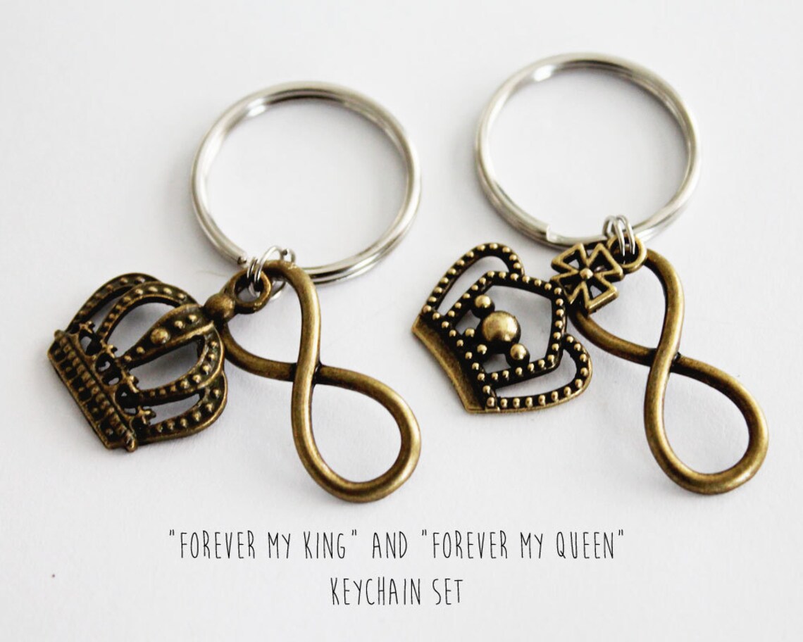 KING AND QUEEN. Couples Keychain Set. Forever My King. Forever My Queen ...