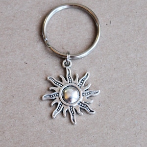 Sun Keychain. Sun. Here Comes The Sun. You Are My Sunshine, brighten my day, Happy, you make me smile, friendship gift, image 1