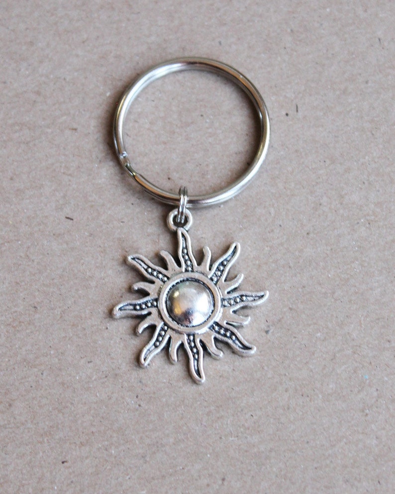 Sun Keychain. Sun. Here Comes The Sun. You Are My Sunshine, brighten my day, Happy, you make me smile, friendship gift, image 1