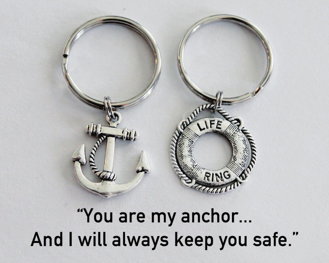 Anchor and Life Saver Keychain Set You Are My Anchor Husband Etsy
