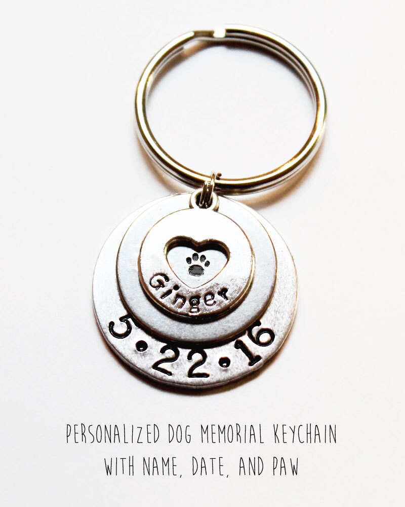 Personalized Dog Keychain Dog Paw Keychain Dog Memorial Etsy