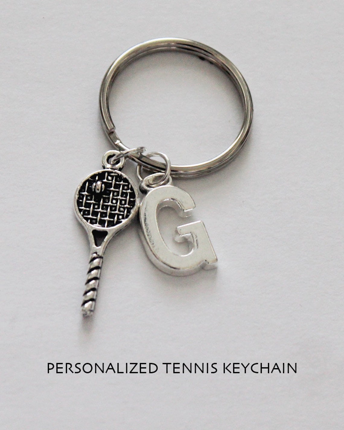 TENNIS KEYCHAIN. Personalized Keychain. Tennis Racket. Athlete Etsy