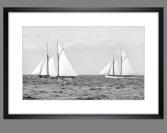 Sailboats Ships on the Sea 1901 Regatta Nautical Maritime ART PRINT Poster Vintage - Historical Photography Reproduction Gifts