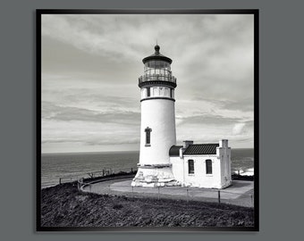 Alter Leuchtturm North Head KUNSTDRUCK Poster analoge schwarz weiß Fotografie Vintage Art Meer Küste Landschaft Nautik Maritim