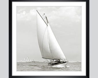 Historic Sailing Regatta 1901 – Fine Art Print | Corinthian Yacht Club Marblehead | Maritime Wall Art | Vintage Black and White Photography