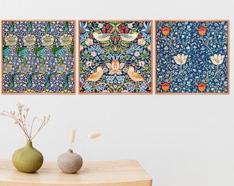 WILLIAM MORRIS Set of 3 Art Print Poster Triptych Vintage, Wall Decoration, Floral Patterns, Patterns, Structures, Flowers, Birds, Gifts