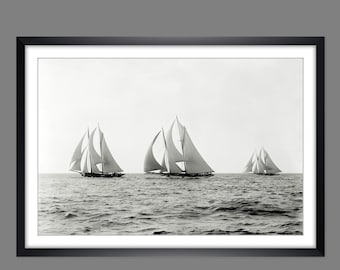 Elegance Ships Sailboats Yachts on the Sea ART PRINT Poster Framed 39 x 29 cm Maritime Vintage Wall Art Historical Photography Nautical
