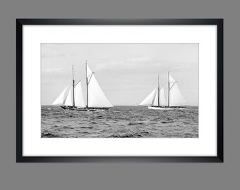 Sailboats Ships on the Sea 1901 Regatta Nautical Maritime ART PRINT Poster Vintage - Historical Photography Reproduction Gifts