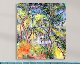 Canvas Print Forest Landscape Trees Nature Abstract Based On An Old Painting Circa 1894 Vintage Style Reproduction Cezanne Giclee Print