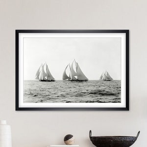 Elegance Sailing Regatta 1892 ART PRINT historical black and white photograph vintage sailboats sailing nautical maritime gifts image 1