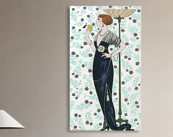 Canvas Print Mode Fashion Illustration 1912 Evening Dress Paris Art Deco Vintage George Barbier Mural Large Format