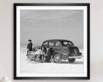 Picknick am Strand 1941 Florida - KUNSTDRUCK Poster ungerahmt Historische Fotografie -  Vintage Bilder - Kunst Druck - Geschenk