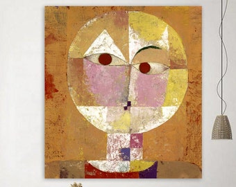 Canvas print "Senecio" disc head after an old painting 1922 BAUHAUS style abstract reproduction Paul Klee classic modern