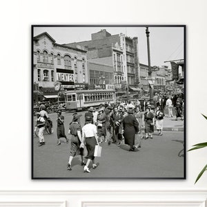 Shopping in New York, Menschen in der Stadt  1938 - Kunstdruck Poster - Mode Vintage Art, shabby - Historische Fotografie -  Geschenk