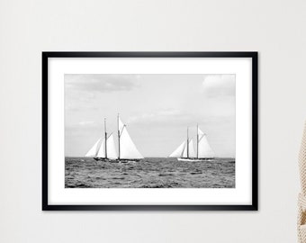 Sailboats Ships on the Sea 1901 Regatta Nautical Maritime ART PRINT Poster Vintage - Historical Photography Reproduction Gifts