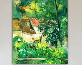 Leinwandbild Haus in Auvers Frankreich abstrakt nach einem alten Gemälde ca. 1873 Vintage Style Reproduktion Cezanne  Gicleedruck