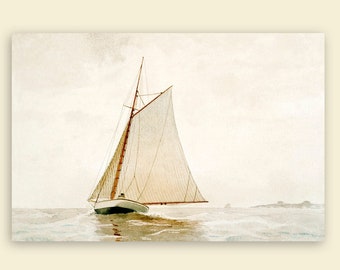 Leinwandbild Segelschiff auf dem Meer Anno 1880 Vintage Gicleedruck Wanddeko maritim Nautik Reproduktion Malerei Illustration Geschenke