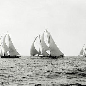 Elegance Sailing Regatta 1892 ART PRINT historical black and white photograph vintage sailboats sailing nautical maritime gifts image 2