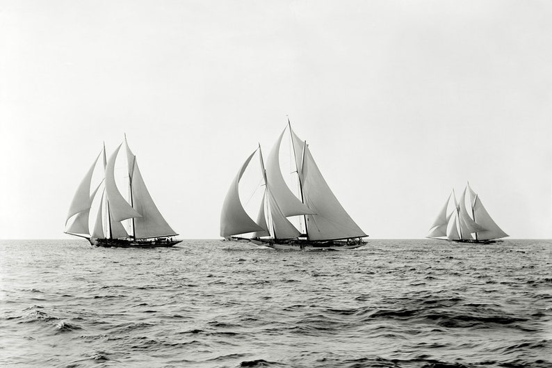 Elegance Sailing Regatta 1892 ART PRINT historical black and white photograph vintage sailboats sailing nautical maritime gifts image 2