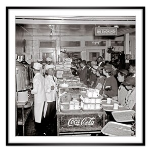 1930s Many people in the Cafe Bistro Canteen New York 1937 Art Print Poster Vintage Historical Black and White Photography image 5