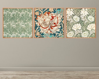 WILLIAM MORRIS 3er Set  Kunstdruck Poster Triptychon Vintage, Wanddekoration, Florale Muster, Pattern, Strukturen, Blumen, Illustration