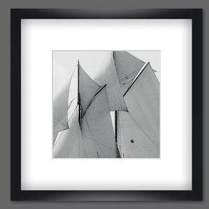 Old sails set of 3 framed 35 x 35 cm each black and white photography maritime art print picture wall vintage wall decoration image 4