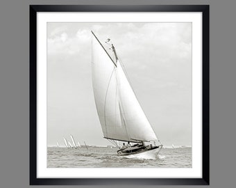 Sailboat Ship on the Sea 1901 Regatta Art Print Poster Historical Photography - Vintage Pictures - Art Print Nautical Maritime