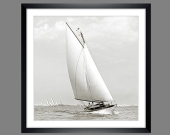 Segelboot Schiff auf dem Meer 1901 Regatta Kunstdruck Historische Fotografie -  Vintage Bilder - Kunst Druck Nautik Maritim