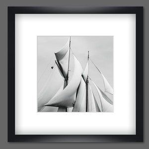 Old sails set of 3 framed 35 x 35 cm each black and white photography maritime art print picture wall vintage wall decoration image 3