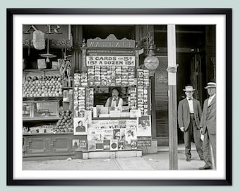 Kleiner Kiosk New Orleans 1899 KUNSTDRUCK Poster historische schwarz-weiss Fotografie Straßenszene - Vintage Bilder Geschenke