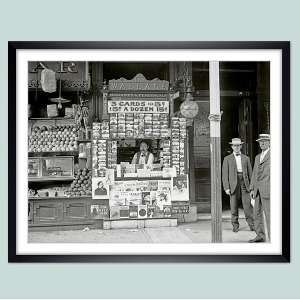 Kleiner Kiosk New Orleans 1899 KUNSTDRUCK Poster historische schwarz-weiss Fotografie Straßenszene - Vintage Bilder Geschenke