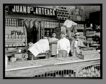 Old Store Caracas 1900 KUNSTDRUCK gerahmt 41x31 cm schwarz-weiss Fotografie Fineartprint  Wandbild Vintage Art