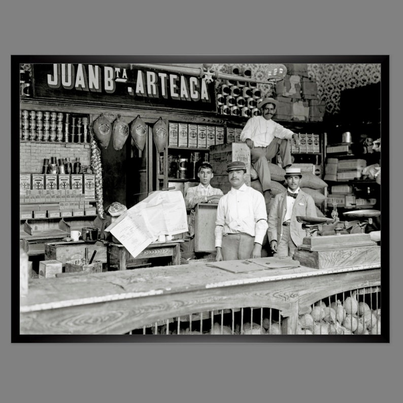 Old Store Caracas 1900 ART PRINT framed 41 x 31 cm black and white photography fine art print wall picture vintage art image 1