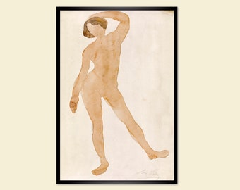 Stampa artistica nuda Poster Auguste Rodin - In piedi, Figura di donna nuda Immagine vintage ca.1897 - Pittura astratta - Arte francese