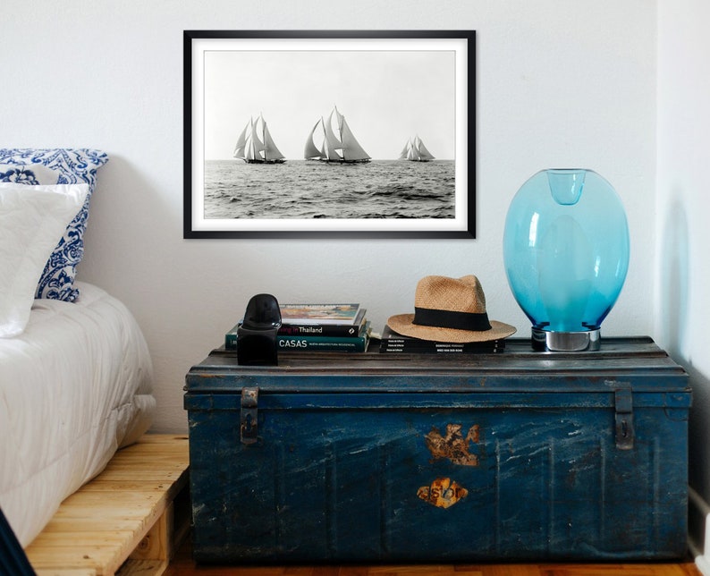 Elegance Sailing Regatta 1892 ART PRINT historical black and white photograph vintage sailboats sailing nautical maritime gifts image 4