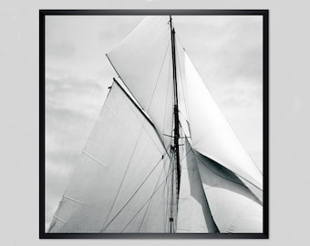 Sails of the yacht Colonia 1893 - art print poster unframed - photo art - black and white photography - abstract - vintage pictures - maritime