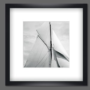 Old sails set of 3 framed 35 x 35 cm each black and white photography maritime art print picture wall vintage wall decoration image 5