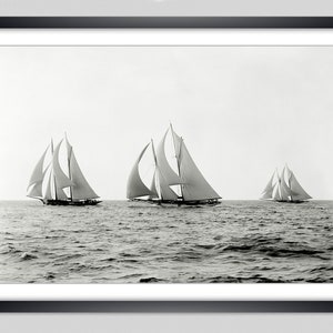 Elegance Sailing Regatta 1892 ART PRINT historical black and white photograph vintage sailboats sailing nautical maritime gifts image 3