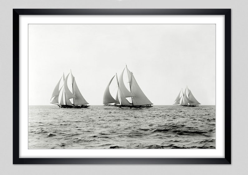 Elegance Sailing Regatta 1892 ART PRINT historical black and white photograph vintage sailboats sailing nautical maritime gifts image 3