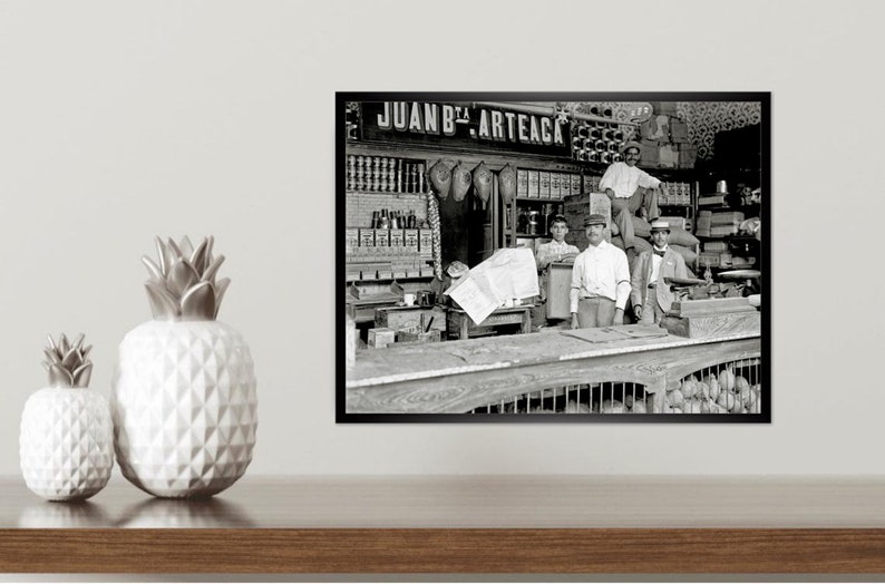 Old Store Caracas 1900 ART PRINT framed 41 x 31 cm black and white photography fine art print wall picture vintage art image 2