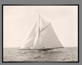 Ships - Sailing yacht "Harpoon" at sea 1892 ART PRINT Poster Historical black and white photography - Vintage - Nautical Maritime