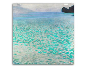 Canvas picture Attersee in Austria landscape turquoise Gustav Klimt 1901 wall picture print vintage pictures large format gifts