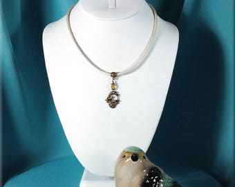 16 Inch Charm Choker – Antique Brass Bird Nest With Bird