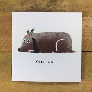 Tarjeta de Navidad de Perro Yule Entero, Tarjeta de Navidad Divertida, Tronco de Yule, Perro Divertido, Amante de perros, Festivo, El Perro Resoplador, John Bond