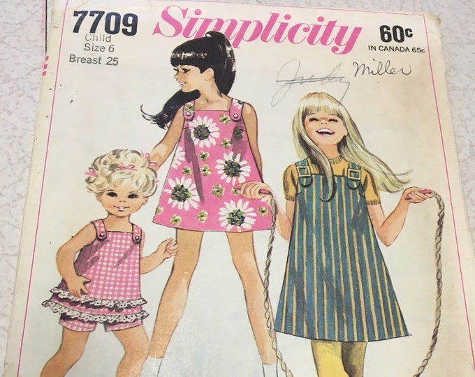 Vintage girls jiffy dress sewing pattern size 6