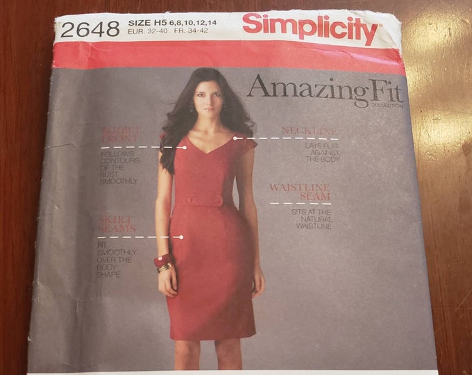 Simplicity 2648 dress, sewing pattern sizes 6-14