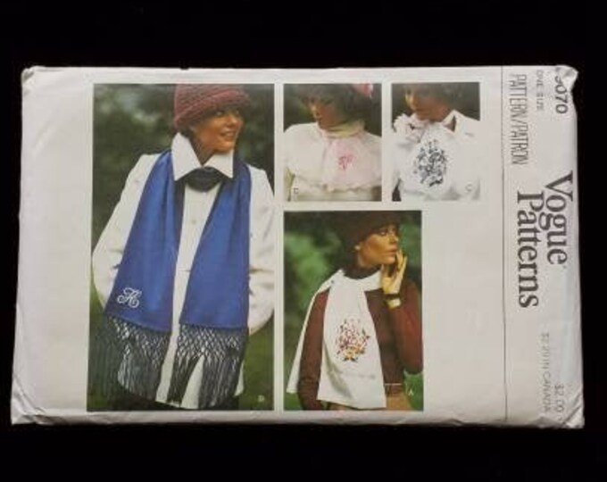 Vintage Vogue embroidered scarf sewing pattern.