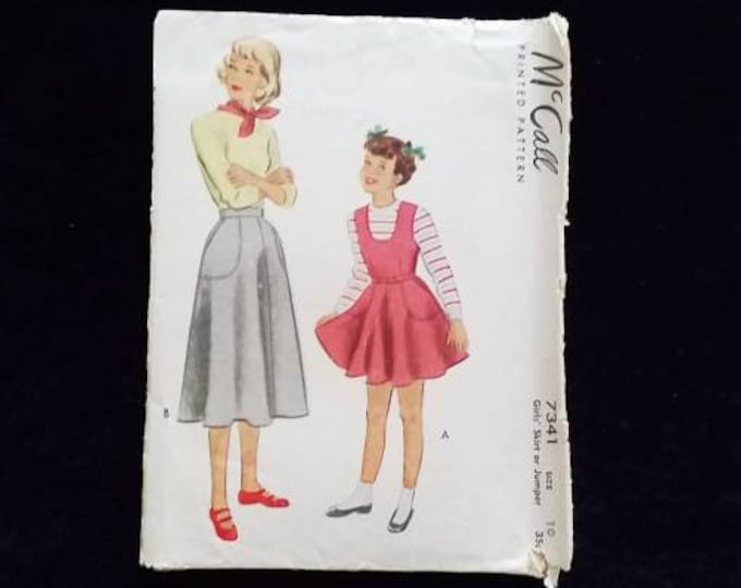 Vintage 1950's era McCall's girls skirt and jumper sewing pattern girls size 10
