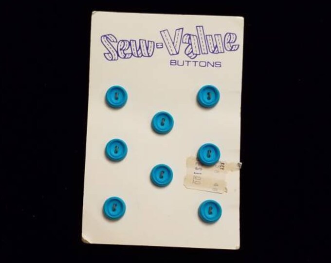 Vintage Sew-Value button card with aqua blue buttons